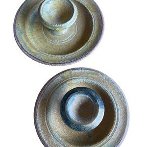 set of 2 hand thrown ceramic candle holders